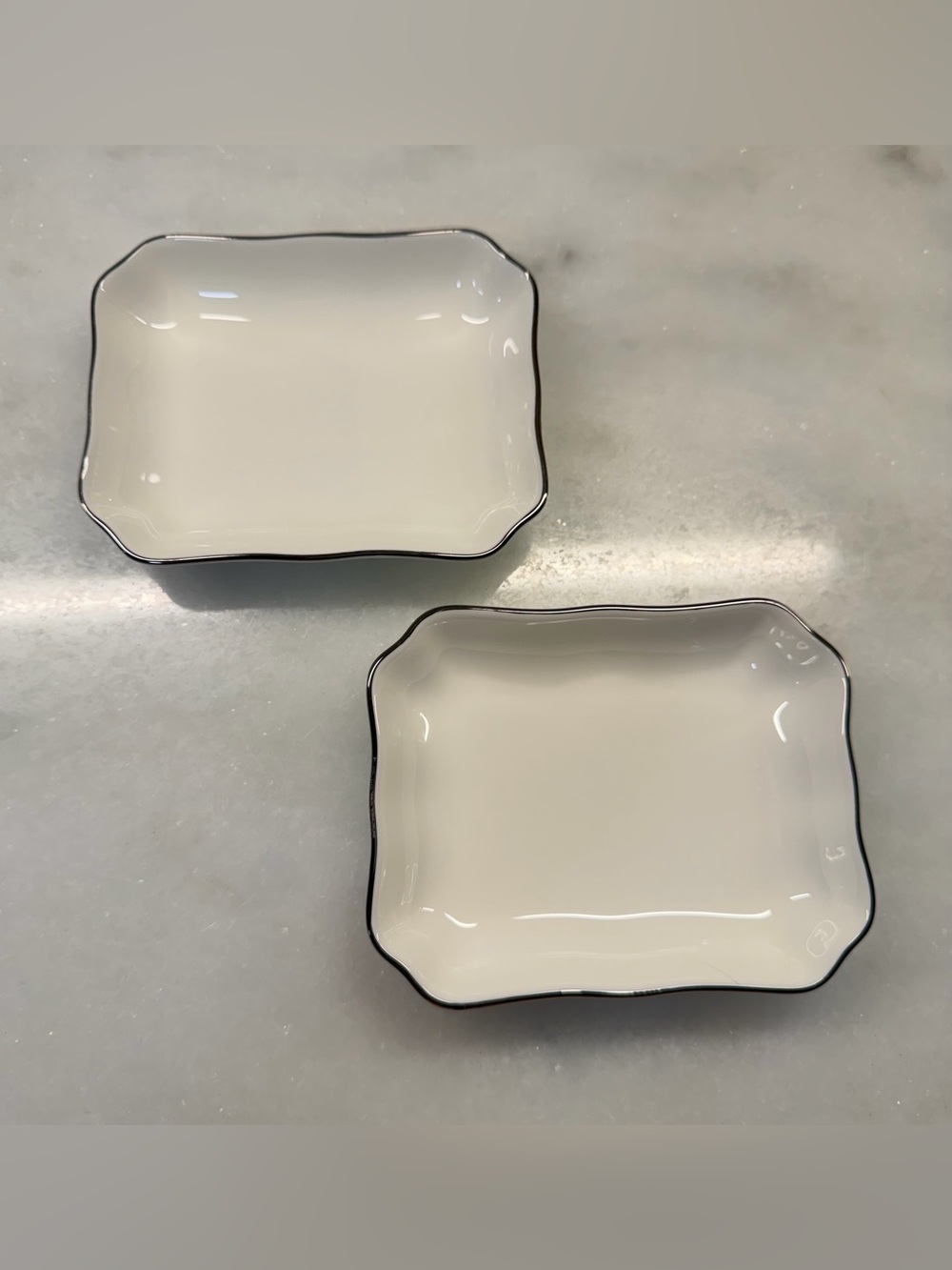 Mikasa Platinum Halo FX036 Bone China Japan Set of 2 Small Rectangle Dishes 5”